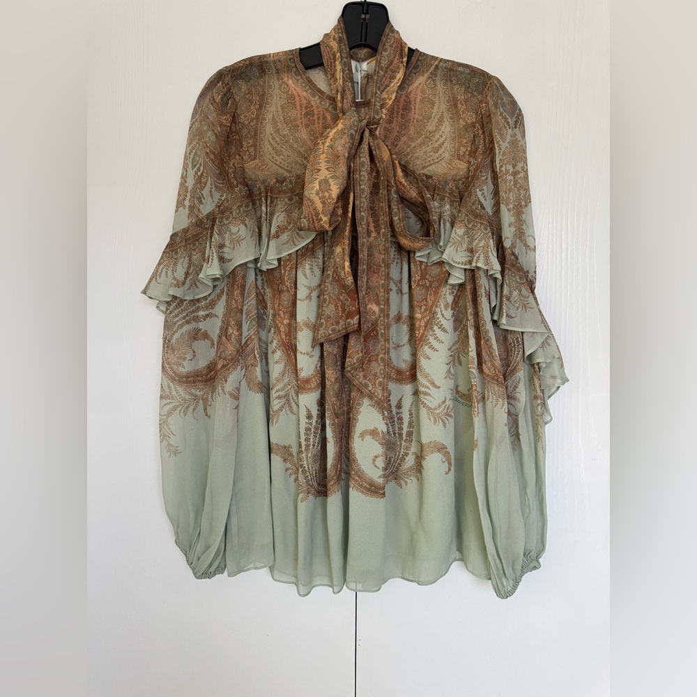 Zimmermann Memento Flutter Paisley  Bow Top In Mint Paisley Various sizes - Picture 6 of 16
